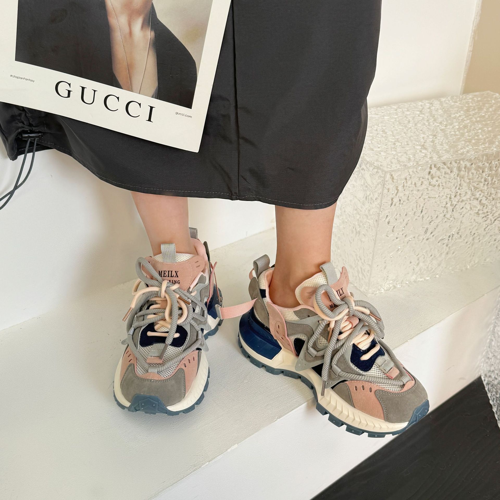 2025 mesh breathable platform dad shoes for women height increase sneakers student fashion Forrest Gump shoes