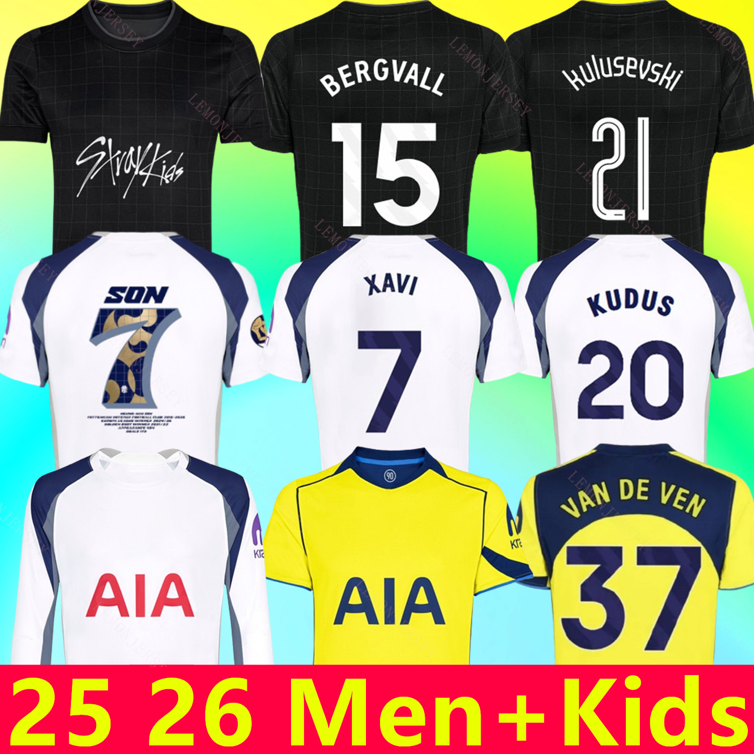 2025 2026 Tottenha soccer jerseys XAVI KUDUS MADDISON 25 26 home 3rd KULUSEVSKI BERGVALL ROMERO VAN DE VEN SON SOLANKE JOHNSON TEL UDOGIE Spur Football kits kids set