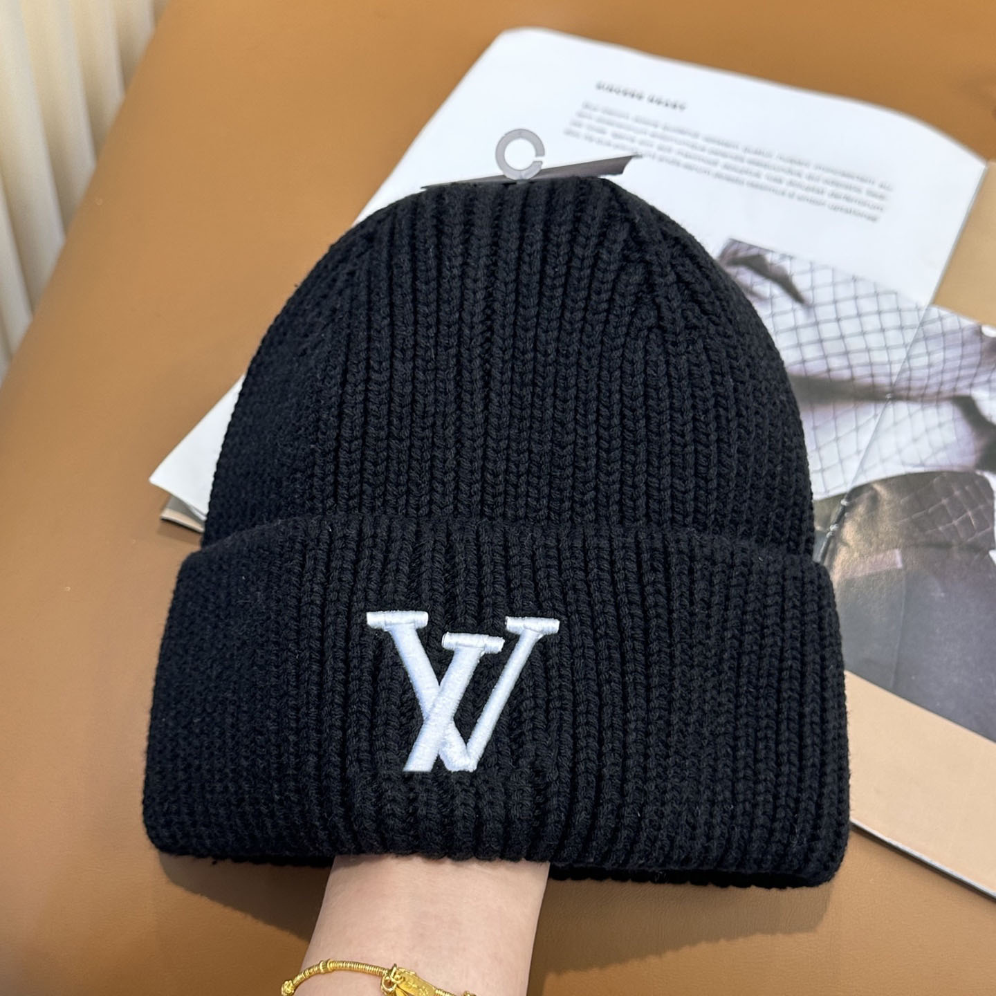 Designer beanie for women hat winter wool Knitted thick thread vertical pattern classic embroidery logoman hats warm casual simple styles solid winter