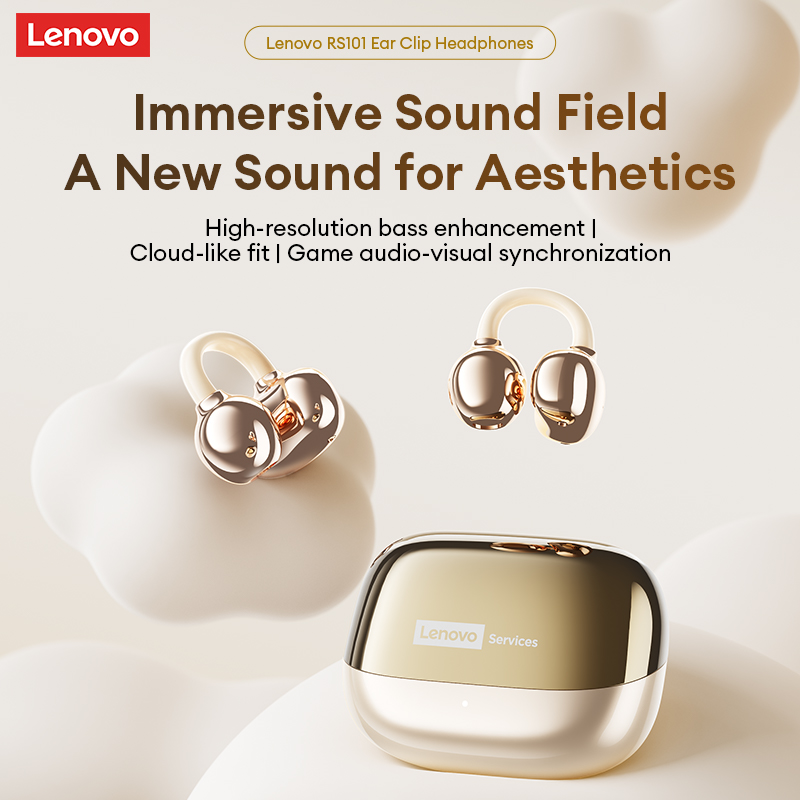 Lenovo RS101 Bluetooth Headphones Open-Ear Clip-On Design Gaming Music Sports Running Extra-Long Battery Life Waterproof Earphones