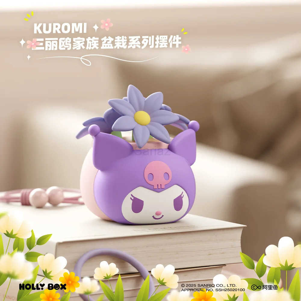 Sanrio Family Flowerpot Planting Blind Box Ornaments Kuromi Hello Kitty Desktop Doll Figure Trend Toys ChildrenS Birthday Gifts H251217