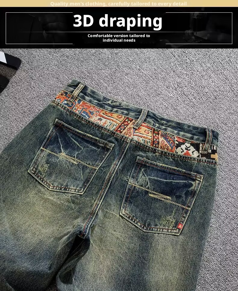 WOZK New style jeans men's pants slim fit high stretch denim leggings men's clothing versatile spring big pocket fashion designer jeans retr