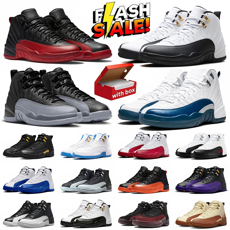 With Box 12s Black Taxi Basketball Shoes 12 Flu Game Bloodline Chris Bucks Cherry Wolf Grey Pearl Pink Men Women Designer Shoes Trainers Outdoor Platform Sneakers