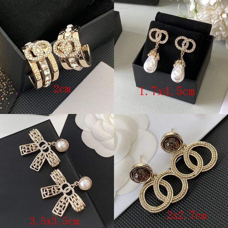 Crystal Pearl Ear Stud Designer Copper Earring Men Women Geometry Earring Wedding Party Jewelry High Quality Christmas Gifts Letter Earrings with Size