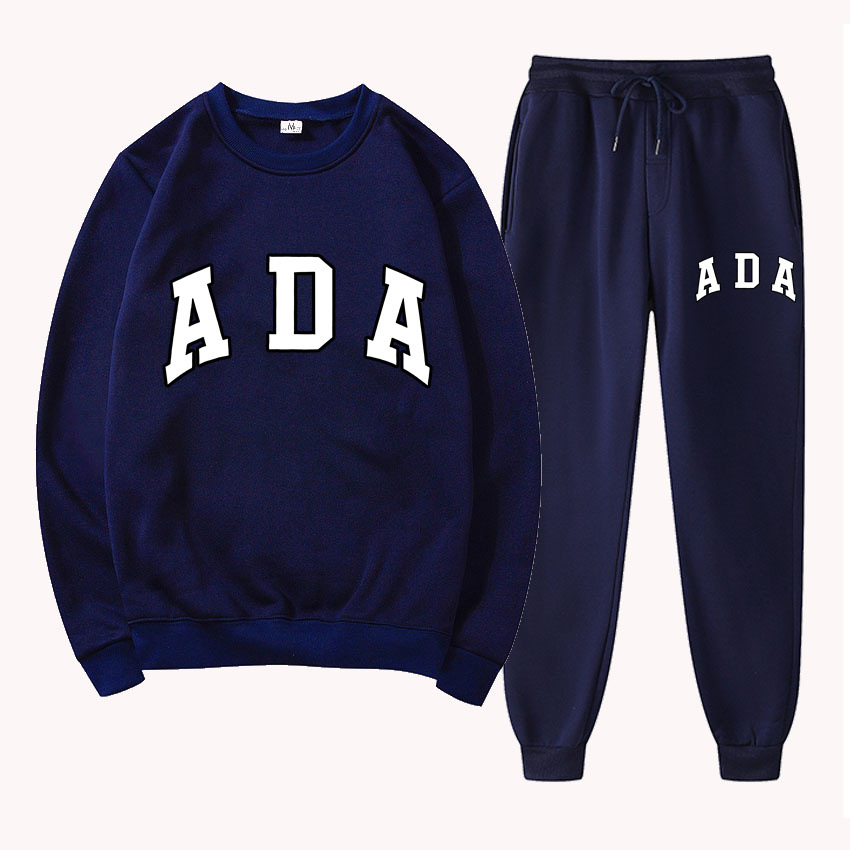 womens designer clothes ADA Letter Print Hoodie & Pants Set 2025, Fleece Lined Casual Sweatshirt 2 Piece Outfit Loose Fit Free Shipping