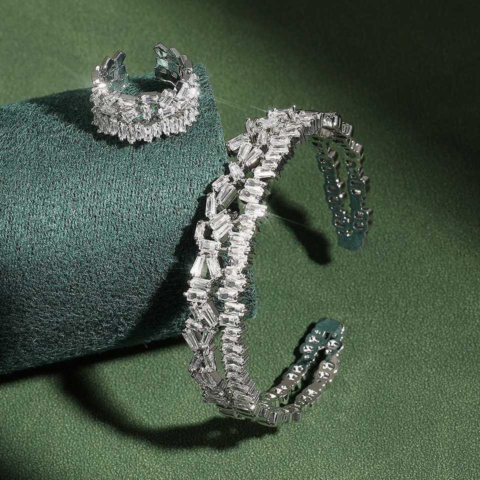 ZAKOL Brand Classic Shiny AAA Cubic Zirconia Ring Bangles Wedding Jewelry Set for Women Luxury Dubai Saudi Wedding Jewelry Gift M251217