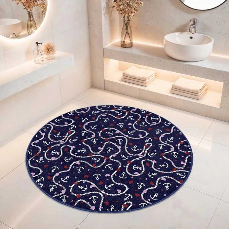 Sailboat Shadow Round Carpet Nautical White Sail Circle Mat Modern Decor Anti Slip Rug for Living Ro Bedro Hallway Doormat Y251216