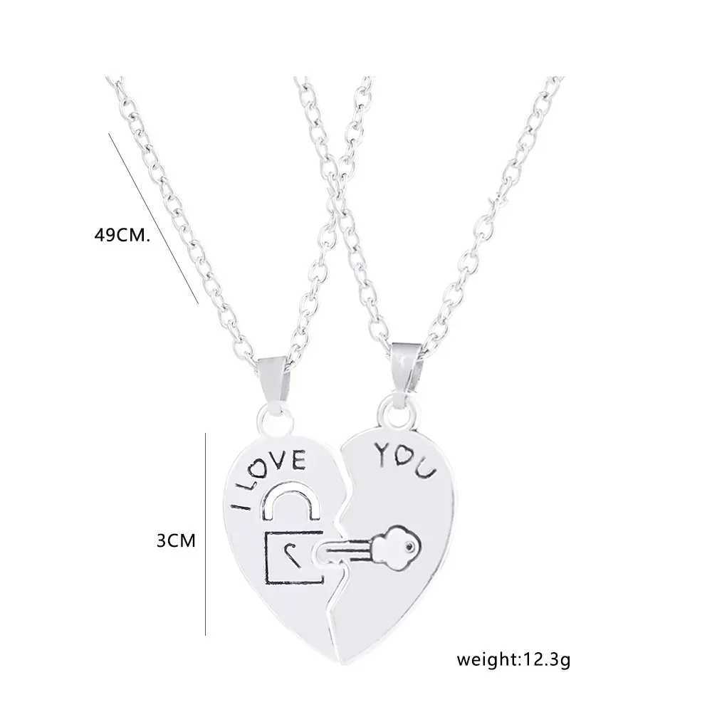 2pcs Couple Lock Key Heart Puzzle I Love You Pendant Couple Necklace Pendants Necklaces for Lovers Valentines Day Jewelry Gifts G251217