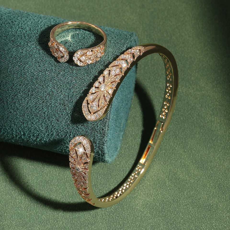 ZAKOL Luxury AAA Zircon Ring Set for Women Elegant Dubai Saudi Bridal Wedding Party Expensive Jewelry Set M251217