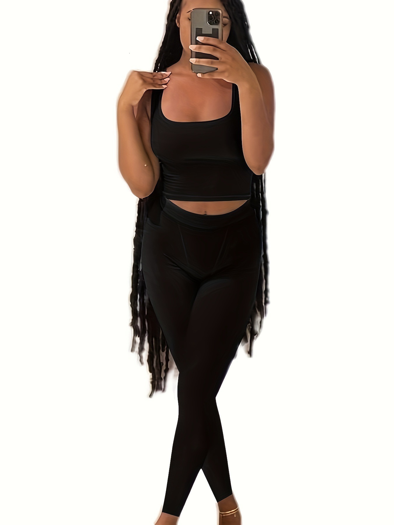 2025 2Piece Solid Color Fitness Set Sports Tank Top Bra HighWaisted 241105Z