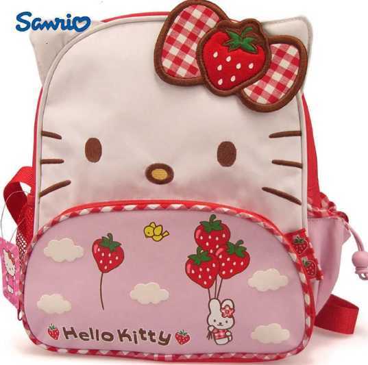 Sanrio Anime Kawaii Hello Kitty Cute Cartoon Kindergarten School Bag Strawberry Bow Cat Backpack Fashion Ornament Gift H2512161