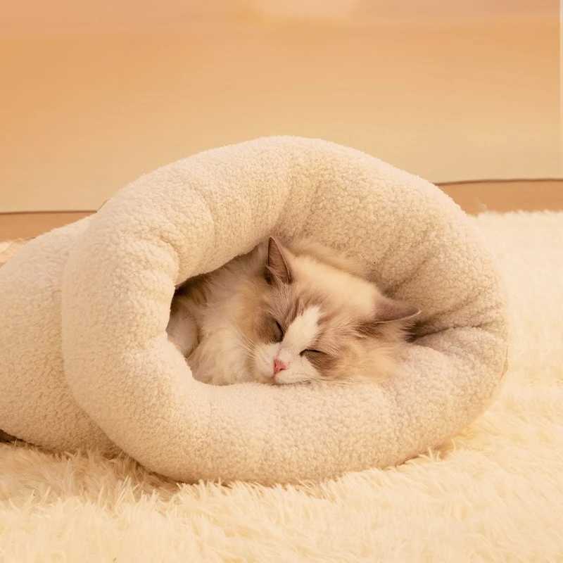 Winter Pet Pocket Semi-Enclosed Cats Dogs Thickened Cat Sleeping Bag Fluffy Feel Warming Pad Kitten Warm Soft Nest Pet Supplies M251217
