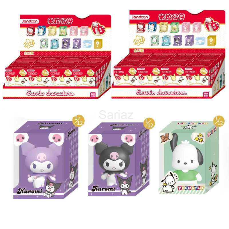 Sanrio JANDOOM Kuromi Hello Kitty Pochacco Cinnamoroll Melody Anime Figure Rice Grain Doll Peripheral Model Blind Box Toys Gifts H251217