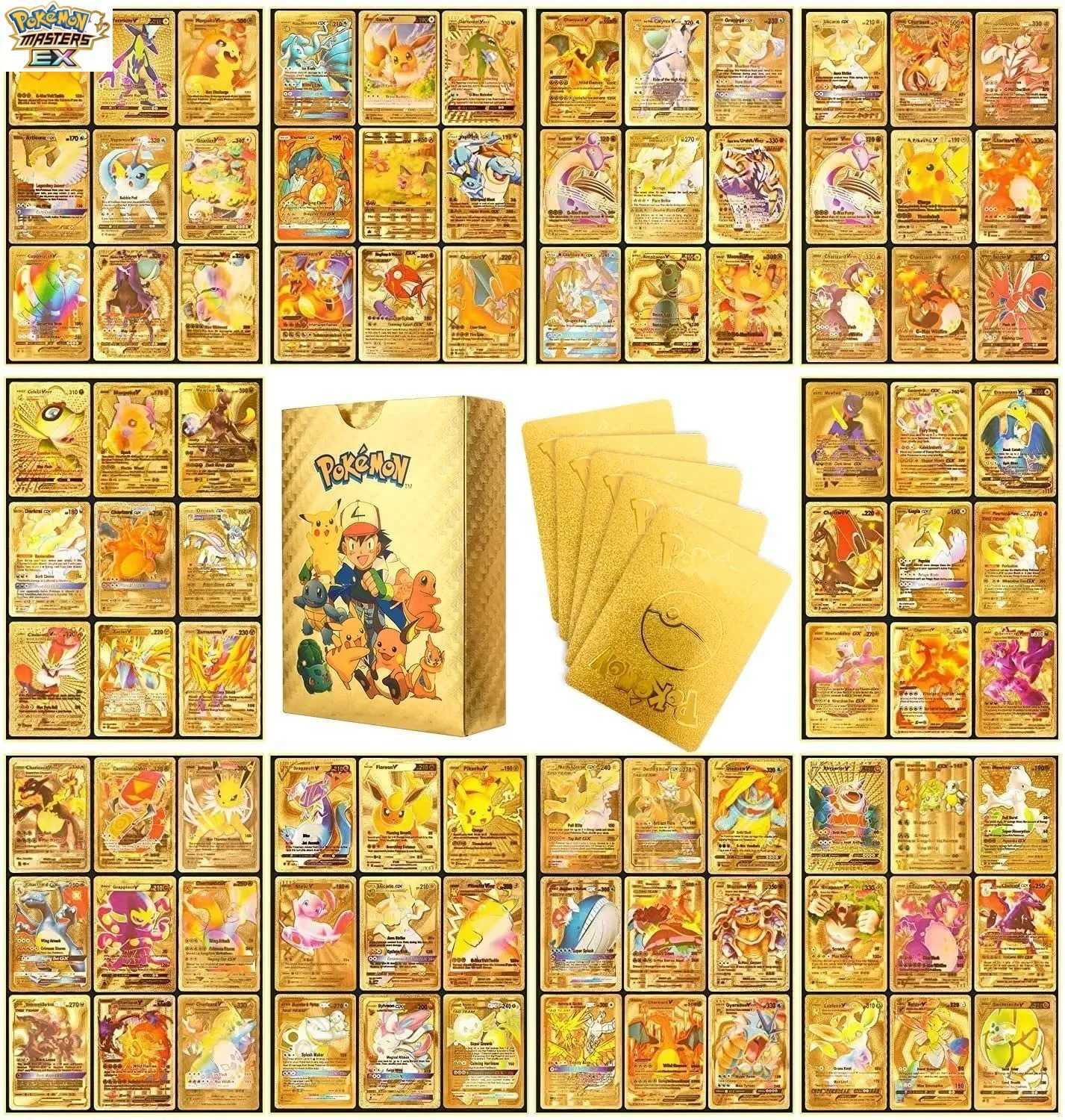 Pokemon Cards Pokmon Gold Cards Gold Foil Cards VMAX Evolutions Mewtwo Pet Monster Pocket Flash Cards L251217GQSQ