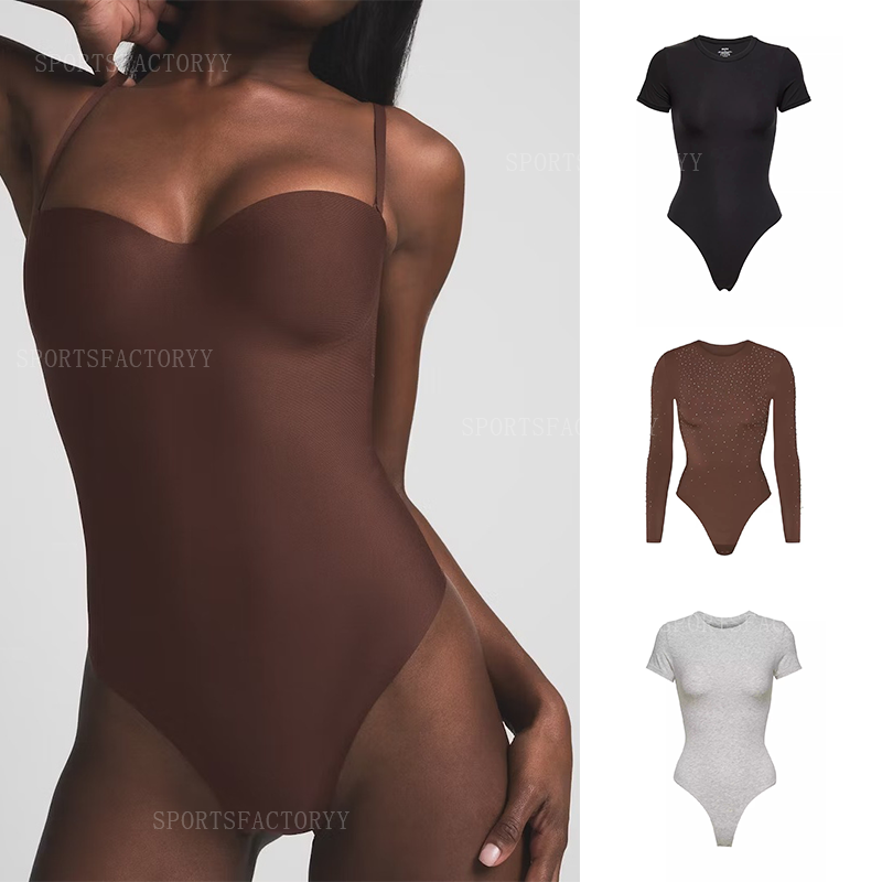 Skims Kardashian Jennie style short sleeved one piece T shirt women base layer half sleeve pure cotton slimming top skimss women clothes