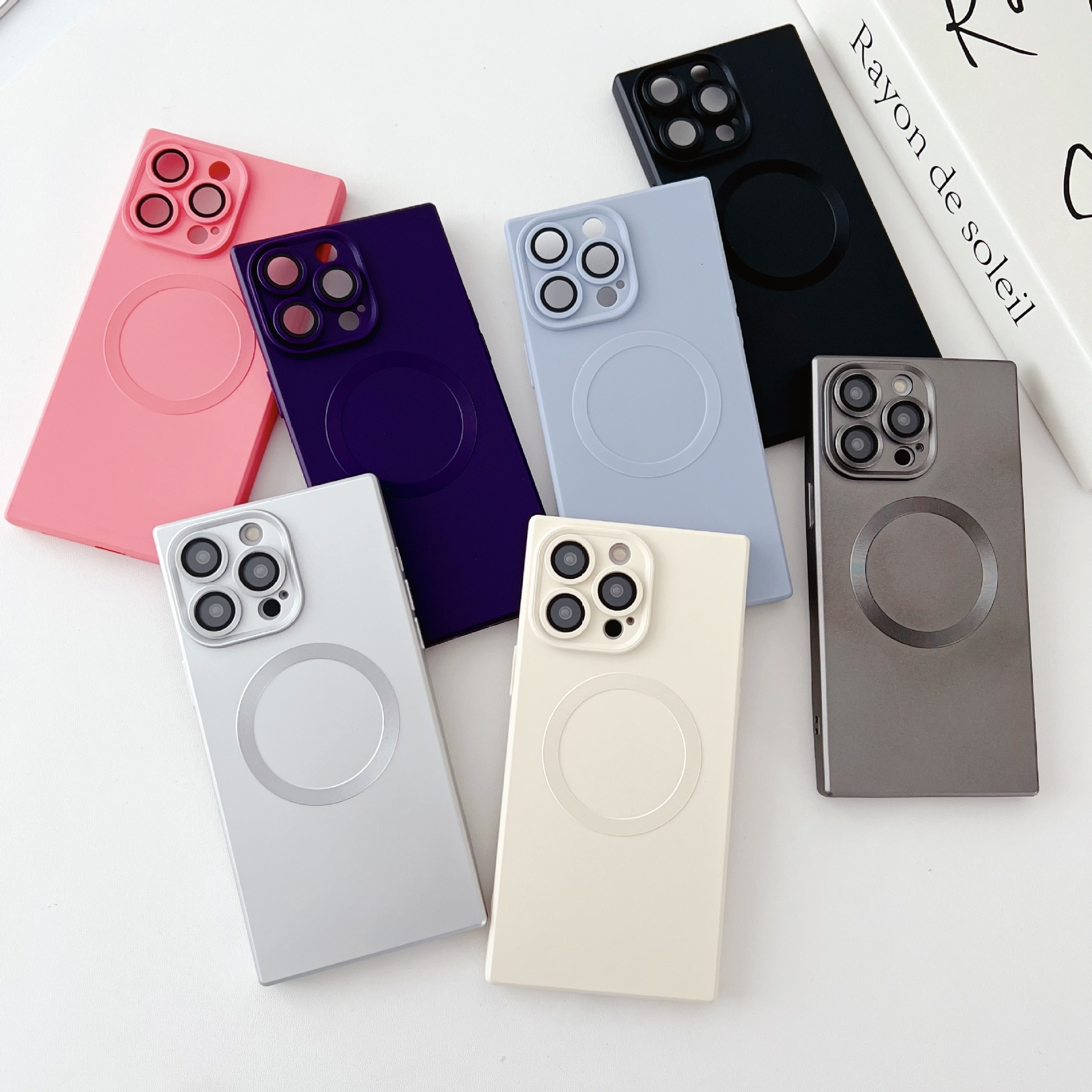 Solid Color Square Magnetic Phone Case Compatible with iPhone 17 Apple 16 Pro Max Skin Feel 15 Full Coverage 14 Export Soft