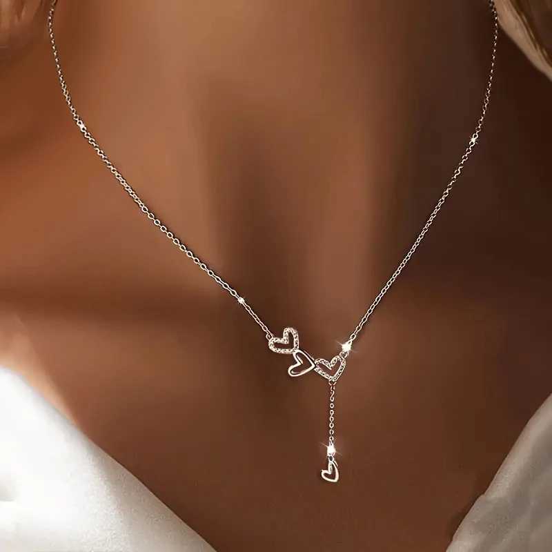 Minimalist Gold Color Silver Color Synthetic Zircon Heart-shaped Pendant Necklace Personalized Fashionable Womens Necklace G251217