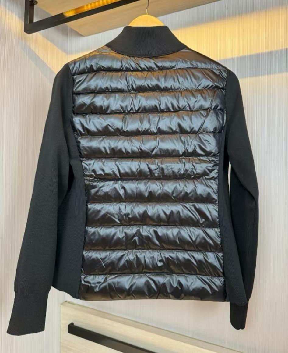 2025 Women down jacket New patchwork women stand-up collar down jacket Wool knit patchwork Jacket20896