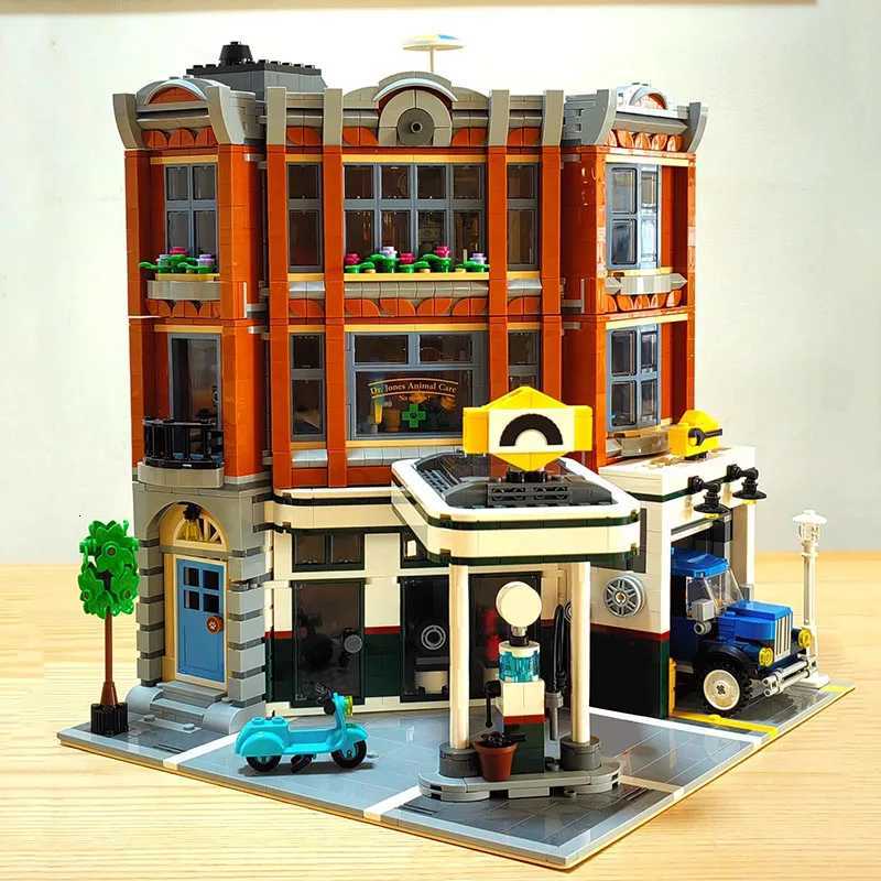 Creative City Street View Corner Garage Building Blocks Architecture Vehicle Repair Station Assemble Bricks Toys Gift Kids Adult X251216