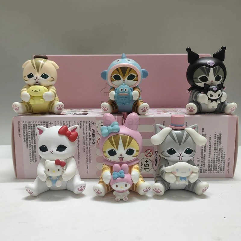 Sanrio New Mofusand co-branded Shark Cat image Ugly Fish doll shows fashionable doll face surprise blind box toys and hobby products H251217