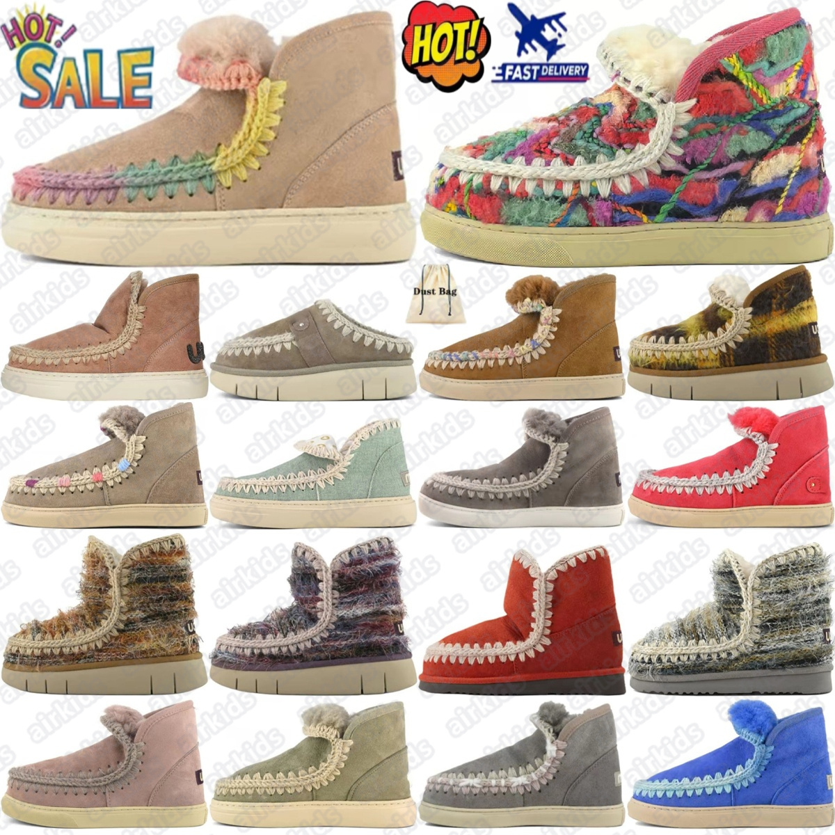 Womens Eskimo Boot Designer Snow Boots bounce bio Wool Ankle boot suede leather booties winter Vintage Flat outdoor red brown white black yellow women #f9x3#