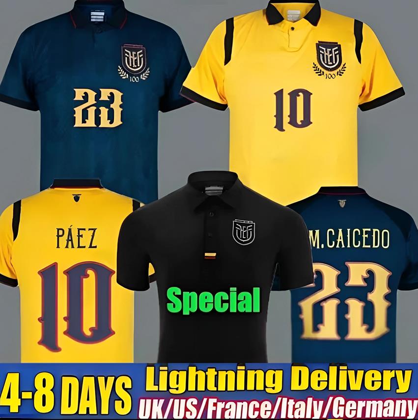 Ecuador 2025 Black Special Centenary soccer jerseys blue home away 100 Th 25 IBARRA MENA PRECIADO M.CAICEDO PACHO men kids kit football shirt Yellow uniform S-2XL