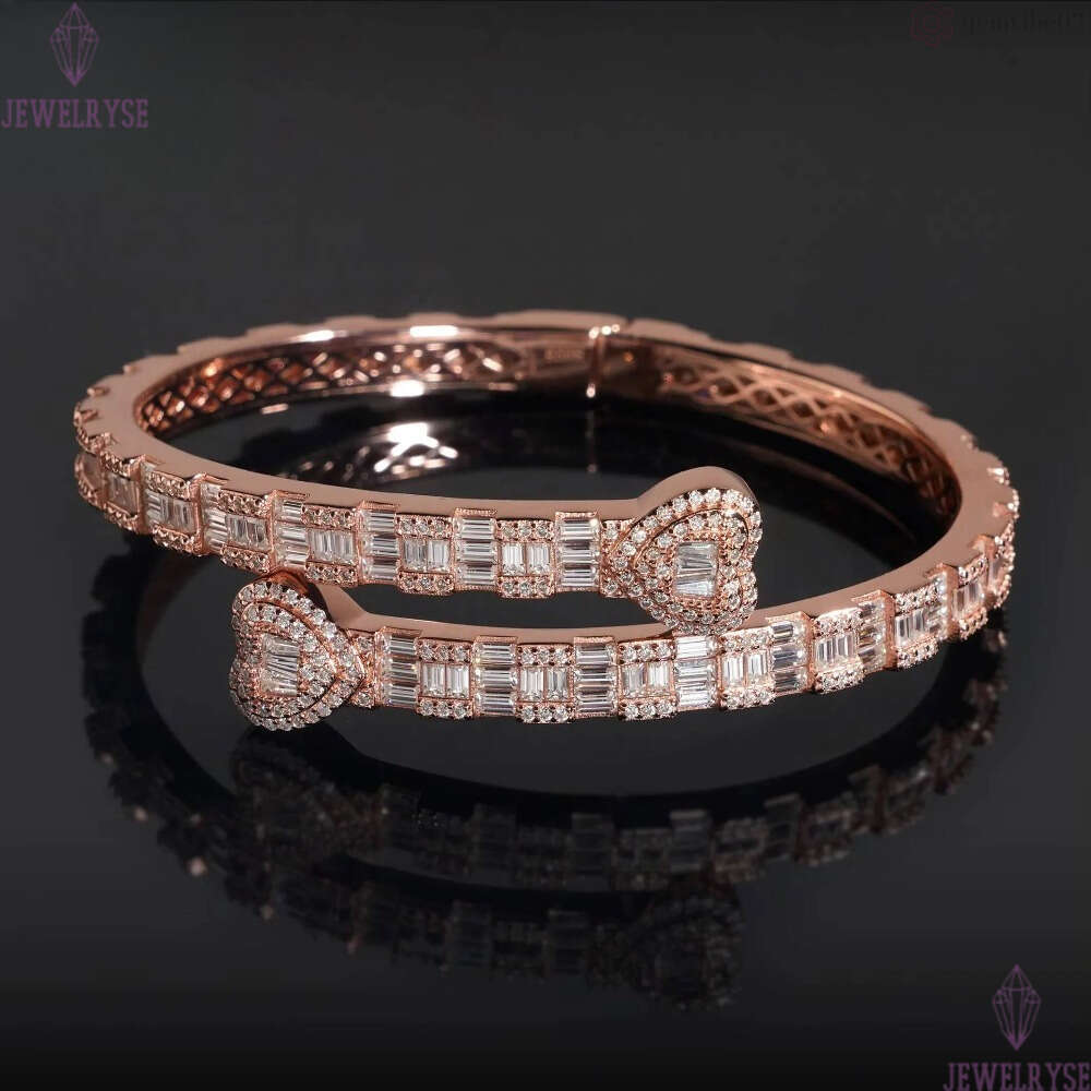 Hip Hop Jewelry 925 Silver Iced Out Fine Jewelry VVS Moissanite Diamond Heart Bracelet Bangle Men