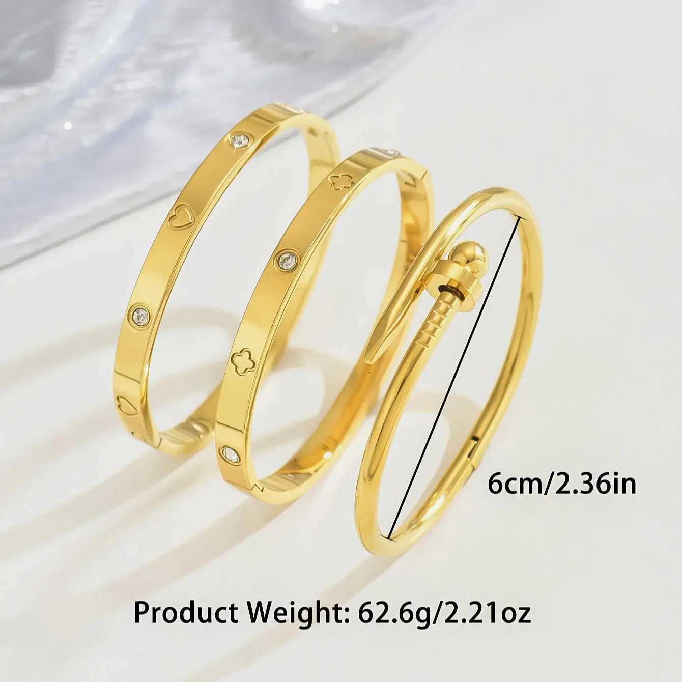 luxury Stainless steel set diamond Lucky Fashion womens gold bangles M251217