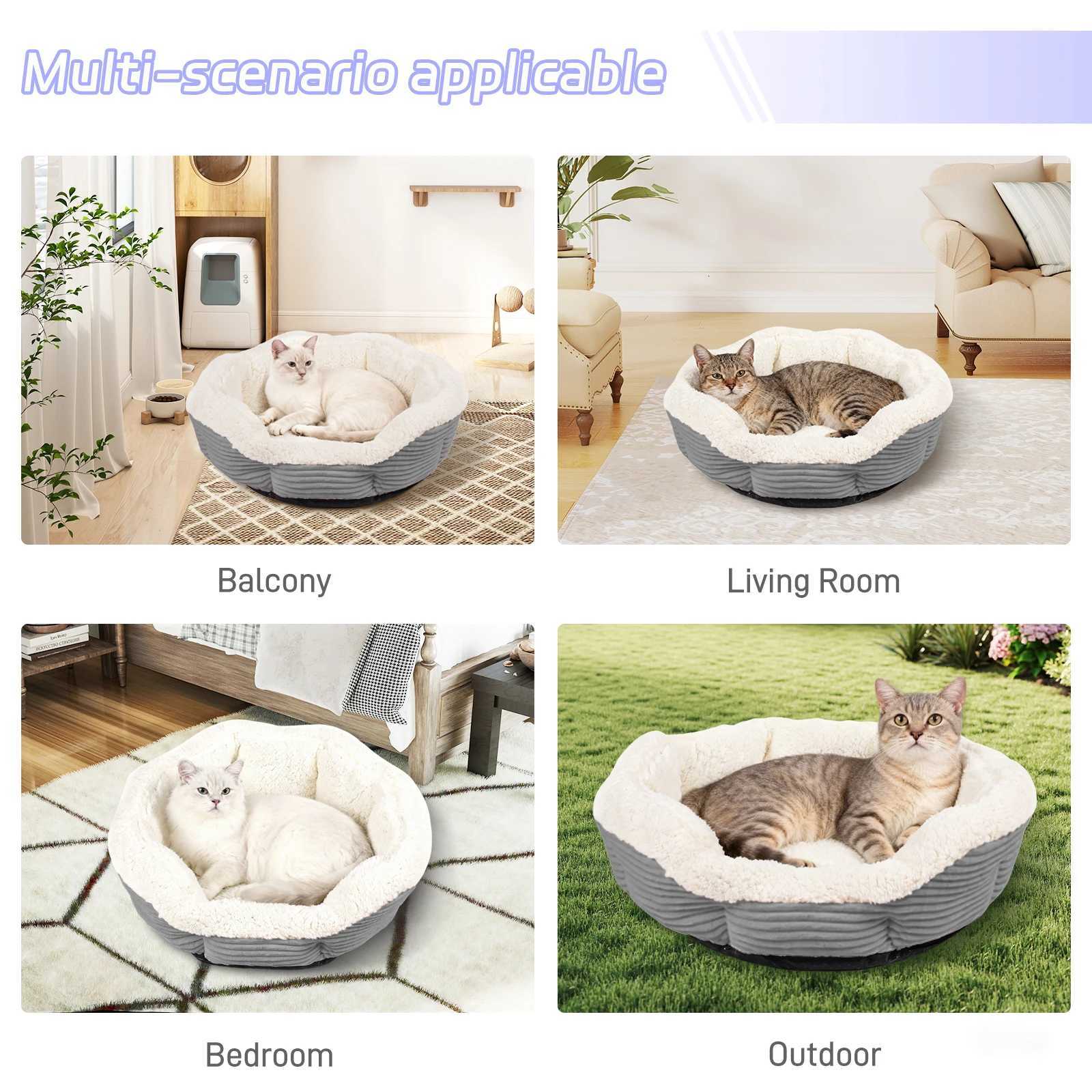 Heated Pet Bed Machine Washable Thickened Plush Cat Dog Bed - Soft Durable Winter Warm Cushion M251217