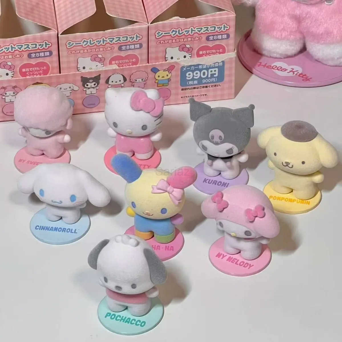 Sanrio Hello Kitty Flocking Magnetic Doll New Kuromi Cinnamoroll Anime Action Figures Car Model Ornament Home Decor Classic Toy Gift H251217