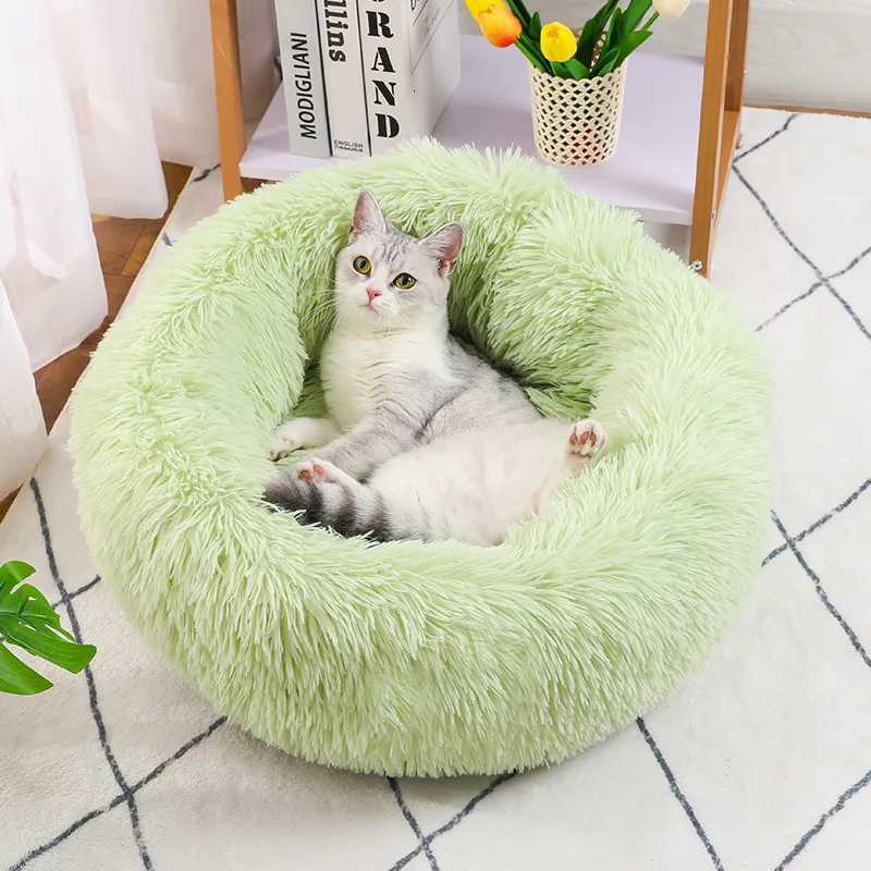 Round Pet Bed for Large Dog Bed Donut Long Plush Cat Bed for Medium Dog House Winter Warm Sleeping Pet Kennel Removable Dog Sofa M251217