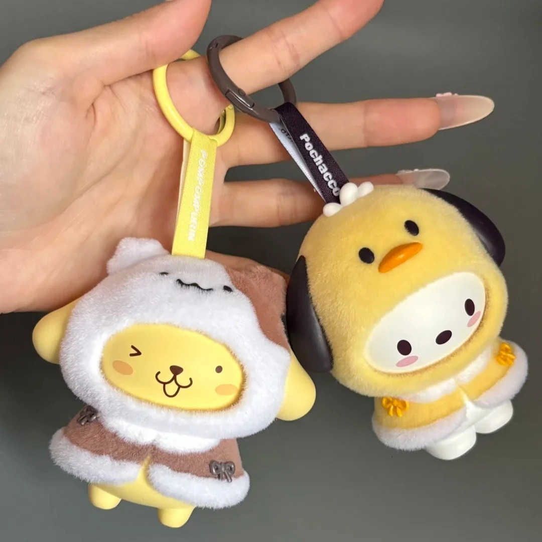 Sanrio Characters Small Cloak Series Blind Box Face swap Flocking Mystery Box Kawaii Kuromi Anime Doll Pendant Keychain H251217