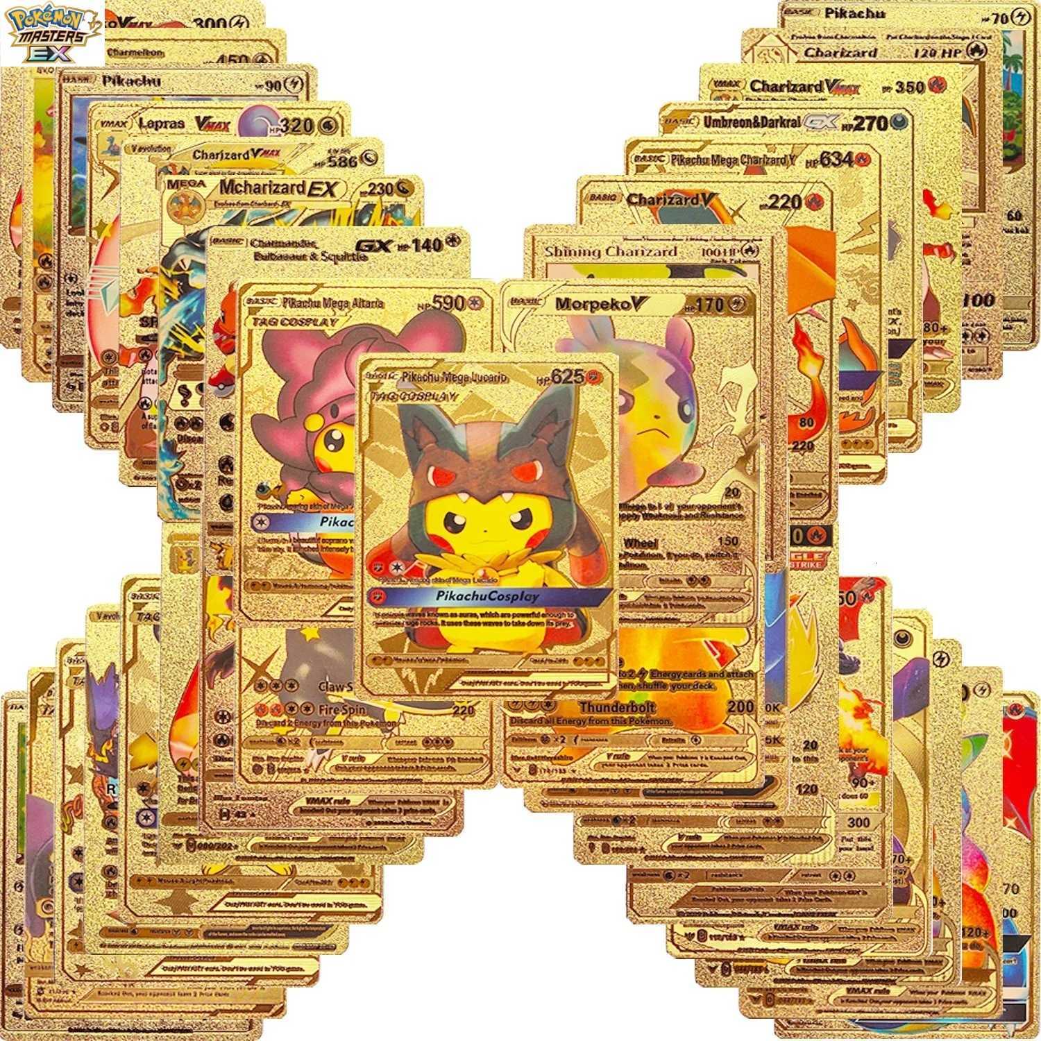 Pokemon Cards Pokmon Gold Cards Gold Foil Cards VMAX Evolutions Mewtwo Pet Monster Pocket Flash Cards L251217GQSQ