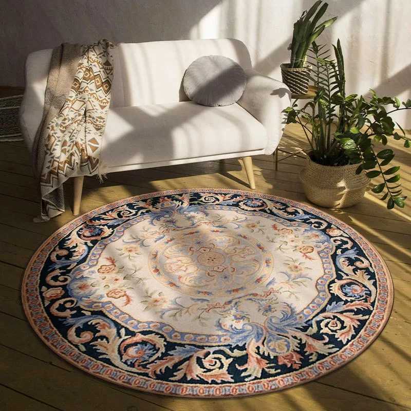 Bohe Large Area Round Rug Non-Slip Wear-resistant Circle Carpet for Living Ro Bedro Soft Floor Mat He Decoration Beautif Y251216