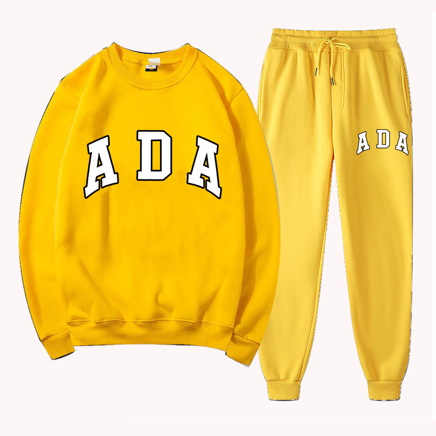 Luxury womens clothing designer sets ADA Letter Print Hoodie & Pants Set 2025, Fleece Lined Casual Sweatshirt 2 Piece Outfit Loose Fit Free Shipping
