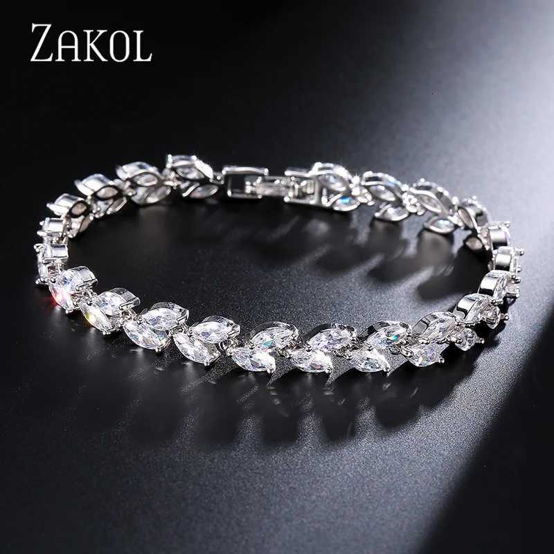 ZAKOL Fashion White s Bangles for Women Men Shinny Marquise Cut Cubic Zirconia Bridal Wedding Party Jewelry M251217