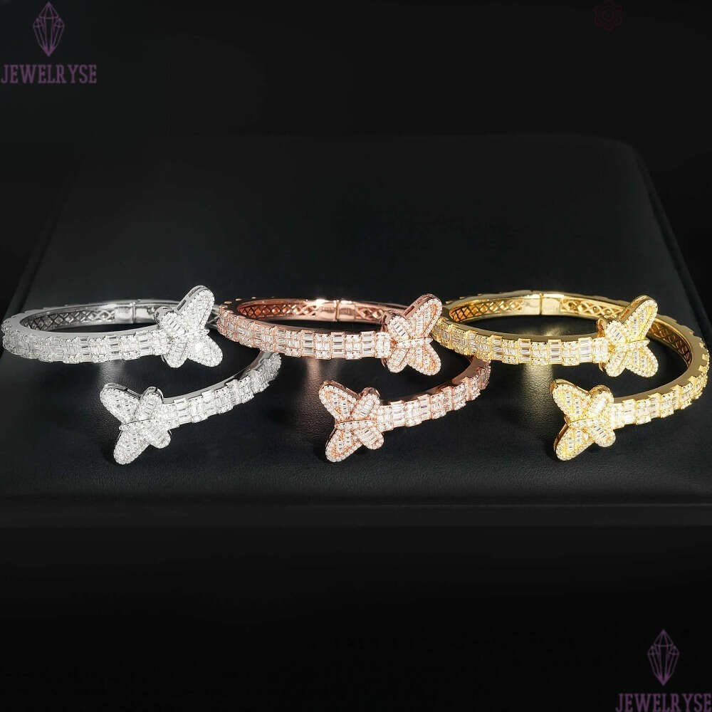 New S925 Silver Set D-Color Moissanite Butterfly Bracelet Hip Hop Fashion Trend High end Bracelet