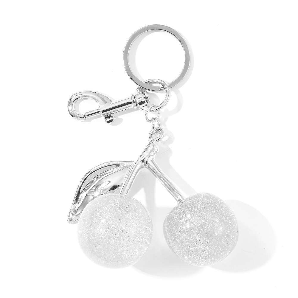 Delicious Exquisite Crystal Fruit Bag Charm Keychain Pink Cherry Keyring for Elegant Women Jewelry Accessories Gift S250814