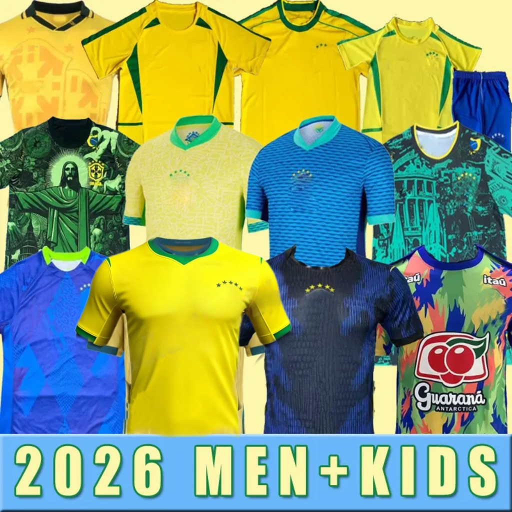 2024 2026 S-4XL RETRO 98 02 BRAZILS Soccer Jerseys Camiseta De Futbol PAQUETA Football Shirt Maillots MARQUINHOS VINI JR home away RICHARLISON MEN KIDS NEYMAR