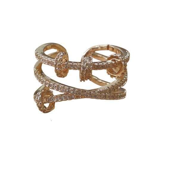 Fortune Comes and Goes Copper Inlaid Zircon Women's Ins Internet Celebrity Fashion Personality Multi-Layer Round Bracelet Ring