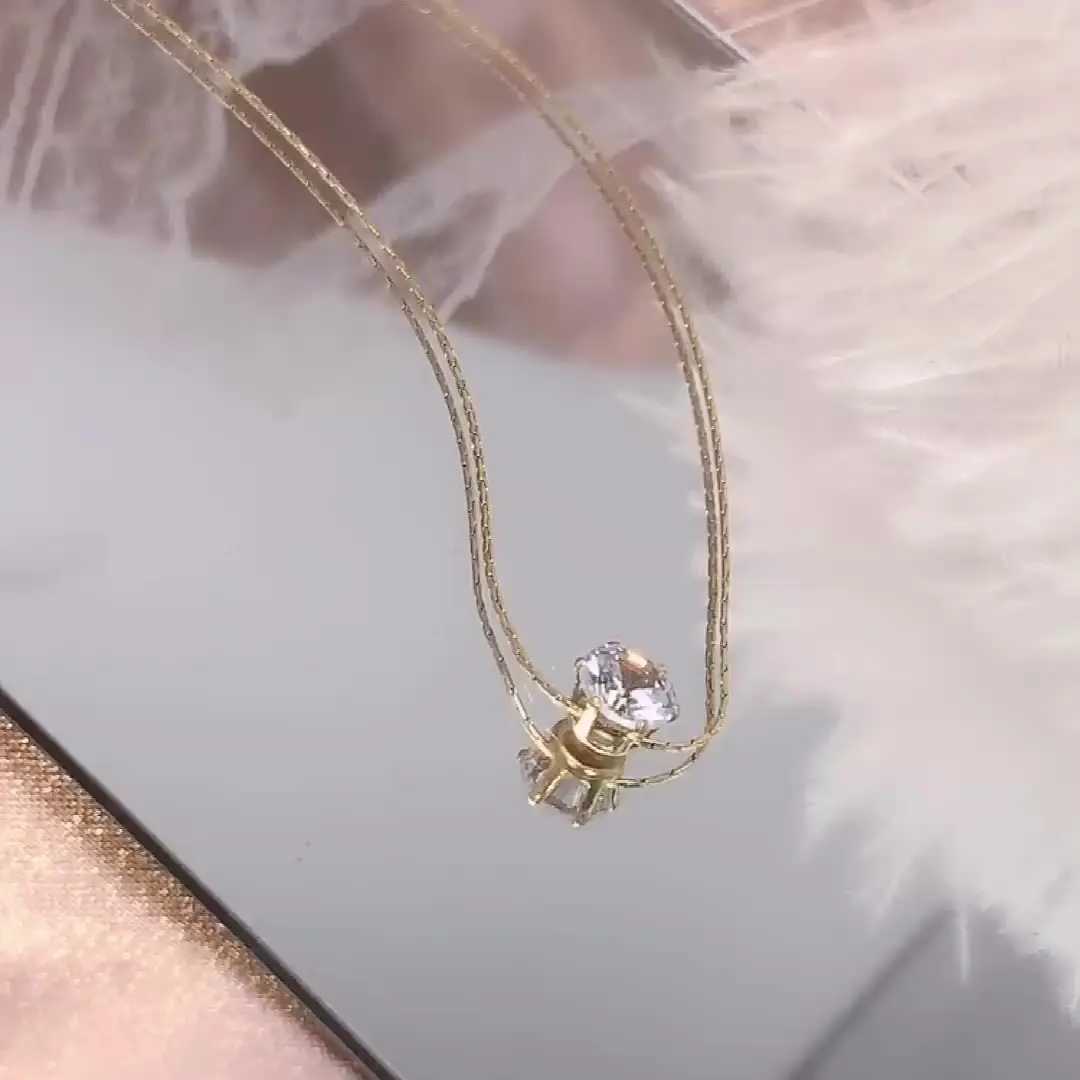 Perisbox Dainty Minimalist Solitaire Zircon Charm Necklace Anti Tarnish Stainless Steel Chain Round Clear Cz Stone Necklace New G251217