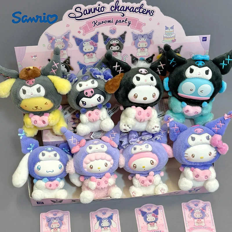 Sanrio New Anime Kuromi Party Family Series Blind Box Cute Dolls Backpack Pendant Decoration Trendy Toys Mystery Box Girl Surprise Gift H251217