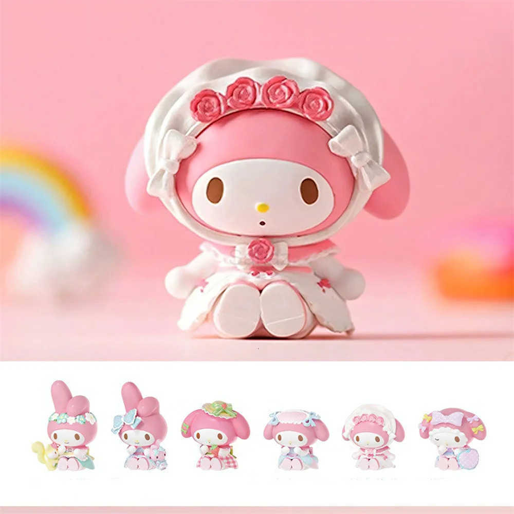 Sanrio Miniso Melody Jungle Tea Party Blind Box Model Cute Toys Fashionable Room Decoration Kawaii Birthday Gift Random 1/2/3PCs H251217