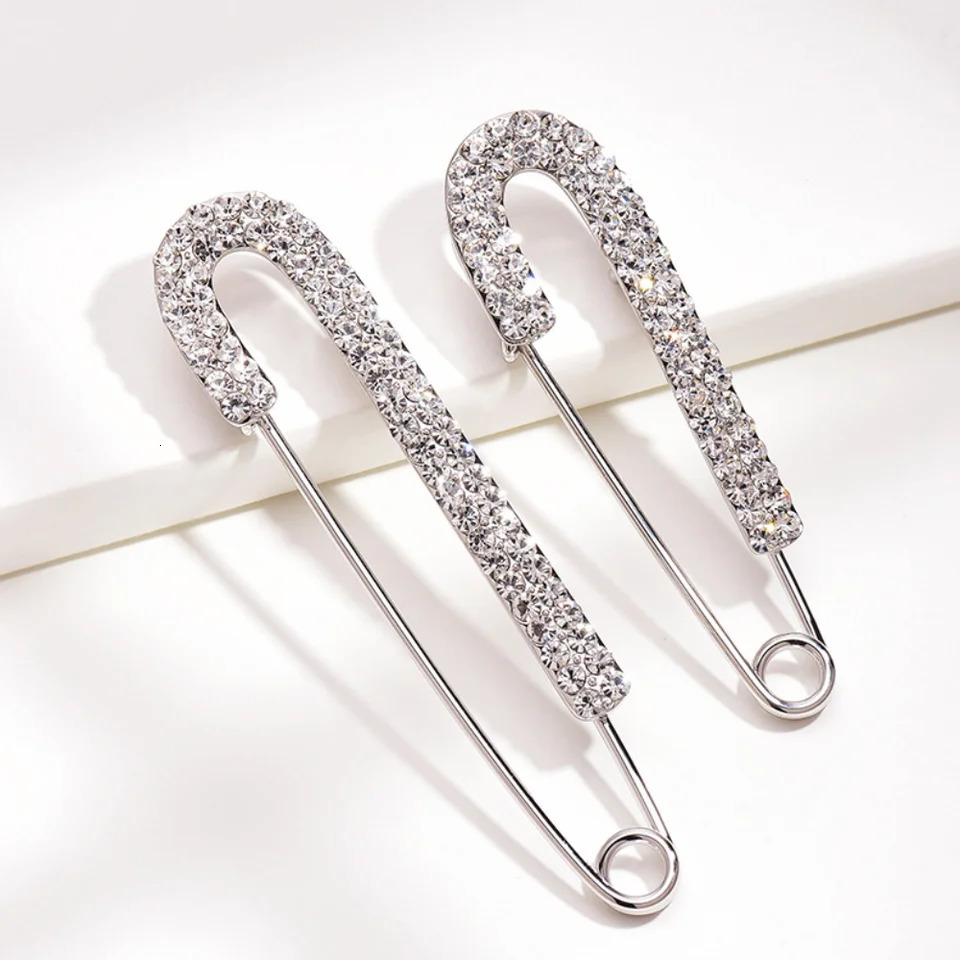 Decorative Metal Pin Safety Pin Gold Color Large Rhinestones Brooches Silver Zircon Jeans Buckle Scarf 251217