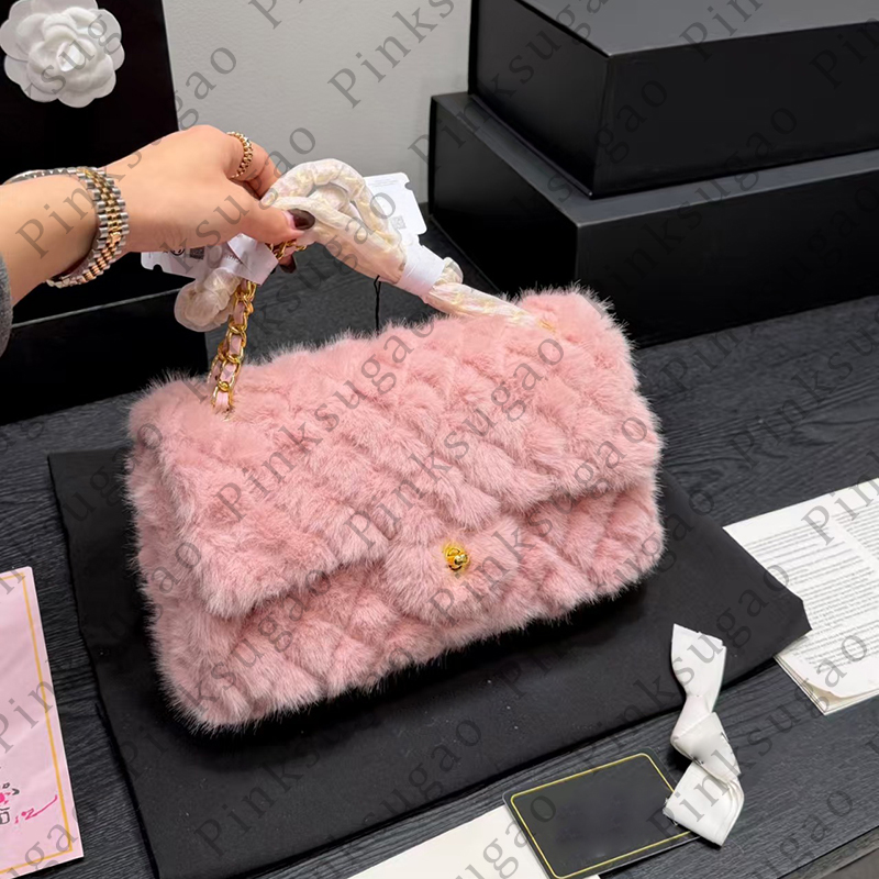 Women designer shoulder bag crossbody chain bags handbag luxury high quality fashion Mink fur purse shopping bag with box Wxz251209170