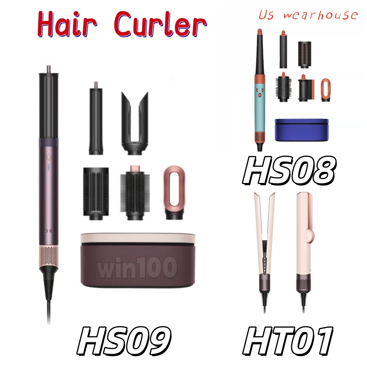 HS09 08 Professional Hair Curler + Hair Straightener Ceramic Tourmaline Styling Tools for Home Salon