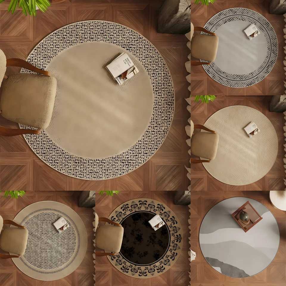 VIKAMA Round Japanese Wabi-sabi Style Living Ro Sofa Decorative Carpet Coffee Table Rug Study Swivel Chair Floor Cushion Y251216