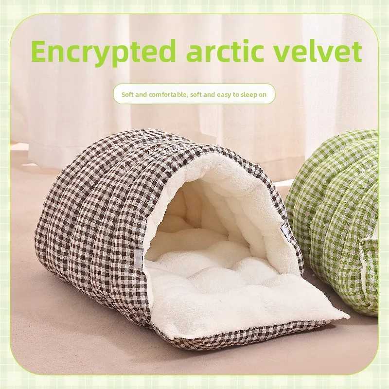 Warm Cat Bed Winter Pet Bed for Cats and Small Dogs Washable Removable Plush Sofa HouseWinter Warm Enclosed Cat Bed Dog Bed M251217