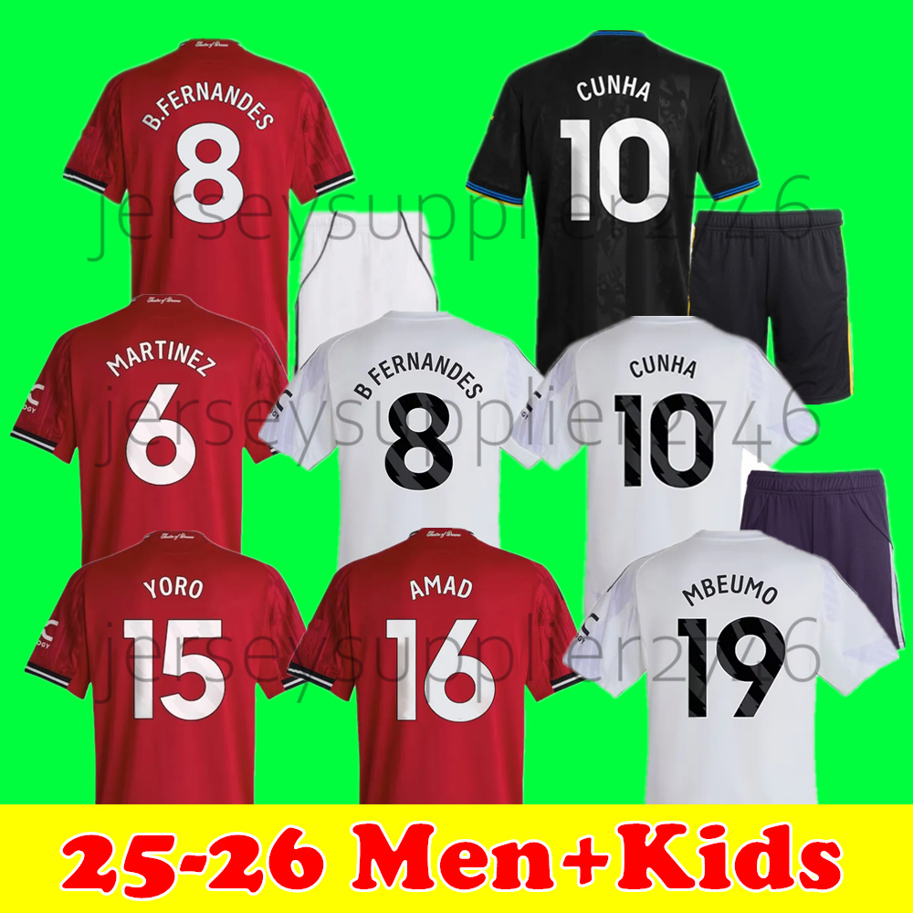 manchesters unted 25 26 Home Away jersey 3rd CUNHA SESKO MBEUMO soccer jerseys AMAD MAINOO B.FERNANDES football shirt Kids kit camiseta DE LIGT M
