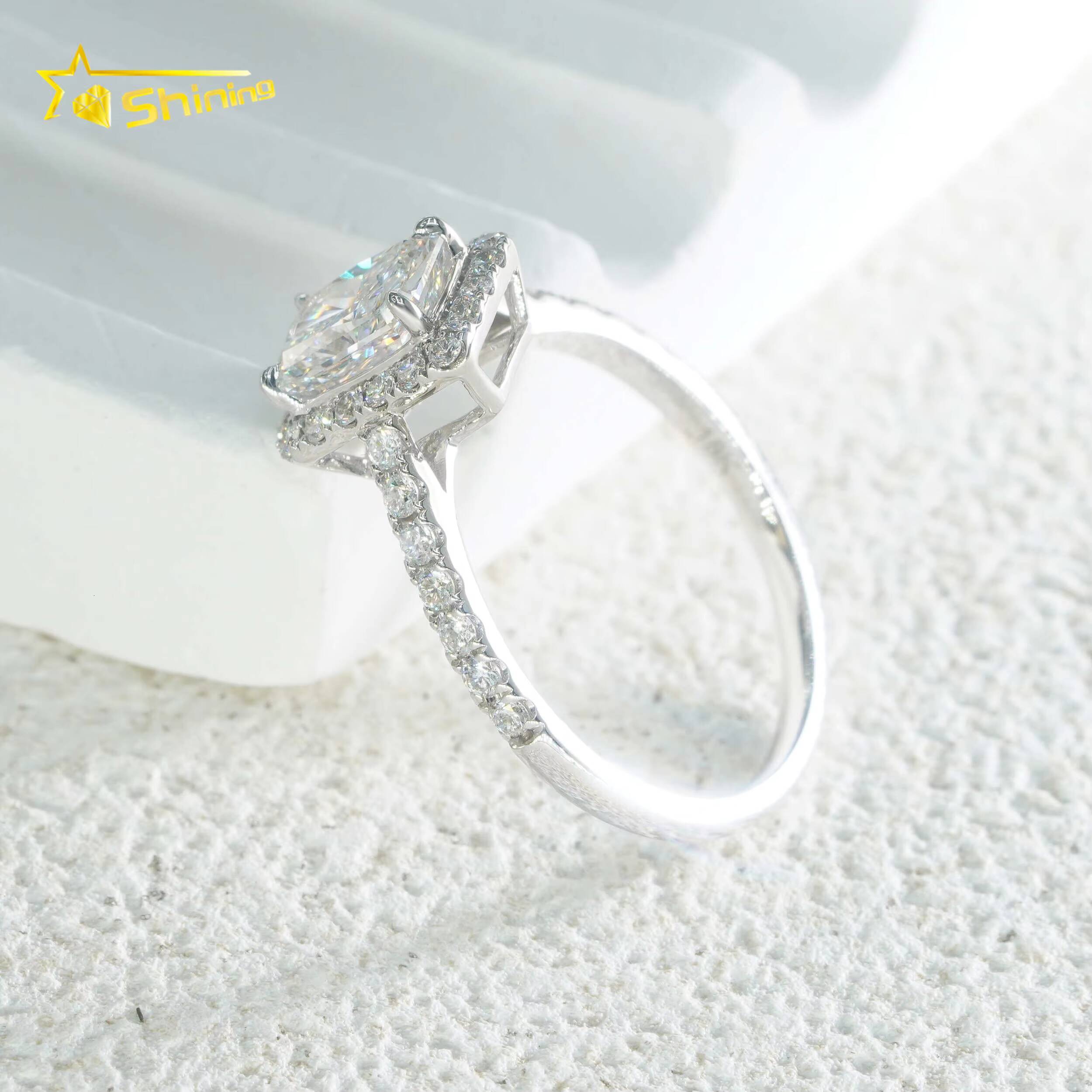 18K Solid Gold IGI Lab Diamond Ring 105ct Radiand Cut Lab Diamond Ring Halo Engagement Wedding Rings with Certificate - view 5